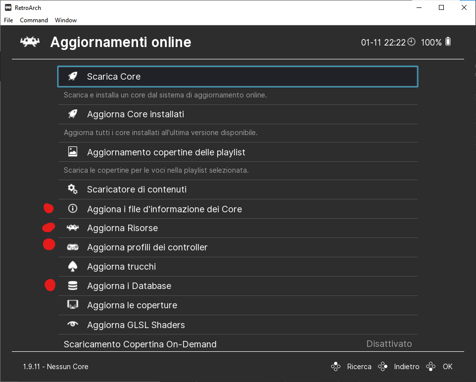 Aggiormanenti di Retroarch